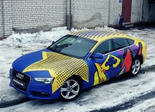 Оклейка AUDI A5 в полноцветную матовую винилографию с глянцевыми вставками.  Доверяйте свое авто профессионалам!  Студия винилового стайлинга #AUTOVINIL76RU.